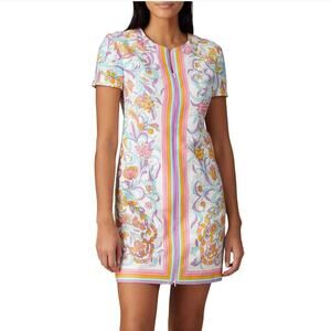 Trina Turk $328 floral arboretum pastel orange purple mini dress sz 4 cotton
